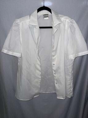Vintage Separate Issue White Short Sleeve Puff Sleeve Blouse Size Large